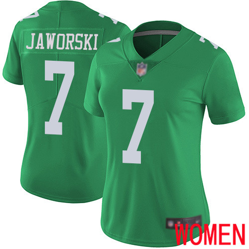 Women Philadelphia Eagles #7 Ron Jaworski Limited Green Rush Vapor Untouchable NFL Jersey Football